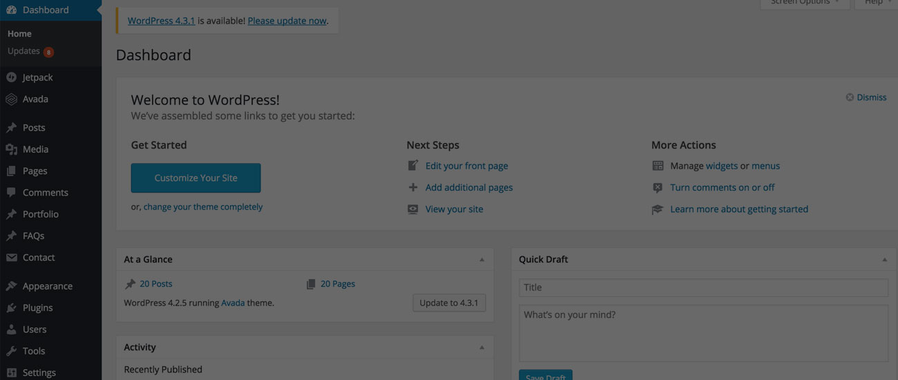 Wordpress Dashboard